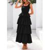 imagePRETTYGARDEN Womens Summer Sleeveless Midi Dress Scoop Neck Tank Top Smocked A Line Tiered Beach Flowy Long DressesBlack