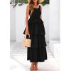 imagePRETTYGARDEN Womens Summer Sleeveless Midi Dress Scoop Neck Tank Top Smocked A Line Tiered Beach Flowy Long DressesBlack