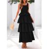 imagePRETTYGARDEN Womens Summer Sleeveless Midi Dress Scoop Neck Tank Top Smocked A Line Tiered Beach Flowy Long DressesBlack