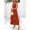 imagePRETTYGARDEN Womens Summer Sleeveless Midi Dress Scoop Neck Tank Top Smocked A Line Tiered Beach Flowy Long DressesBrick Red