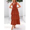imagePRETTYGARDEN Womens Summer Sleeveless Midi Dress Scoop Neck Tank Top Smocked A Line Tiered Beach Flowy Long DressesBrick Red