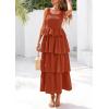 imagePRETTYGARDEN Womens Summer Sleeveless Midi Dress Scoop Neck Tank Top Smocked A Line Tiered Beach Flowy Long DressesBrick Red