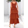 imagePRETTYGARDEN Womens Summer Sleeveless Midi Dress Scoop Neck Tank Top Smocked A Line Tiered Beach Flowy Long DressesBrick Red