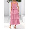 imagePRETTYGARDEN Womens Summer Sleeveless Midi Dress Scoop Neck Tank Top Smocked A Line Tiered Beach Flowy Long DressesPink