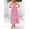 imagePRETTYGARDEN Womens Summer Sleeveless Midi Dress Scoop Neck Tank Top Smocked A Line Tiered Beach Flowy Long DressesPink