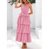imagePRETTYGARDEN Womens Summer Sleeveless Midi Dress Scoop Neck Tank Top Smocked A Line Tiered Beach Flowy Long DressesPink