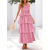 imagePRETTYGARDEN Womens Summer Sleeveless Midi Dress Scoop Neck Tank Top Smocked A Line Tiered Beach Flowy Long DressesPink