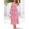 imagePRETTYGARDEN Womens Summer Sleeveless Midi Dress Scoop Neck Tank Top Smocked A Line Tiered Beach Flowy Long DressesPink