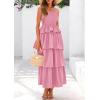 imagePRETTYGARDEN Womens Summer Sleeveless Midi Dress Scoop Neck Tank Top Smocked A Line Tiered Beach Flowy Long DressesPink