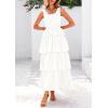 imagePRETTYGARDEN Womens Summer Sleeveless Midi Dress Scoop Neck Tank Top Smocked A Line Tiered Beach Flowy Long DressesWhite