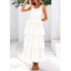 imagePRETTYGARDEN Womens Summer Sleeveless Midi Dress Scoop Neck Tank Top Smocked A Line Tiered Beach Flowy Long DressesWhite