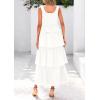 imagePRETTYGARDEN Womens Summer Sleeveless Midi Dress Scoop Neck Tank Top Smocked A Line Tiered Beach Flowy Long DressesWhite