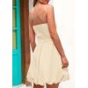 imagePRETTYGARDEN Womens Tube Top Dress 2025 Summer Casual Smocked A Line Sundress Trendy Strapless Bubble Short Mini DressesApricot