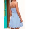 imagePRETTYGARDEN Womens Tube Top Dress 2025 Summer Casual Smocked A Line Sundress Trendy Strapless Bubble Short Mini DressesLight Blue
