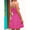 imagePRETTYGARDEN Womens Tube Top Dress 2025 Summer Casual Smocked A Line Sundress Trendy Strapless Bubble Short Mini DressesRose Red