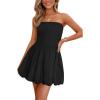 imagePRETTYGARDEN Womens Tube Top Dress 2025 Summer Casual Smocked A Line Sundress Trendy Strapless Bubble Short Mini DressesBlack