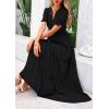 imagePRETTYGARDEN Womens 2025 Summer Midi Dress Short Sleeve V Neck Ruffle Tiered Flowy A Line Casual Beach Dress with PocketsBlack