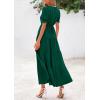 imagePRETTYGARDEN Womens 2025 Summer Midi Dress Short Sleeve V Neck Ruffle Tiered Flowy A Line Casual Beach Dress with PocketsGreen