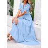 imagePRETTYGARDEN Womens 2025 Summer Midi Dress Short Sleeve V Neck Ruffle Tiered Flowy A Line Casual Beach Dress with PocketsLight Blue