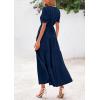 imagePRETTYGARDEN Womens 2025 Summer Midi Dress Short Sleeve V Neck Ruffle Tiered Flowy A Line Casual Beach Dress with PocketsNavy