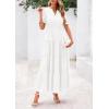 imagePRETTYGARDEN Womens 2025 Summer Midi Dress Short Sleeve V Neck Ruffle Tiered Flowy A Line Casual Beach Dress with PocketsWhite