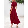imagePRETTYGARDEN Womens 2025 Summer Midi Dress Short Sleeve V Neck Ruffle Tiered Flowy A Line Casual Beach Dress with PocketsWine Red