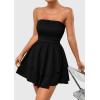 imagePRETTYGARDEN Womens 2025 Summer Strapless Tube Mini Dress Off Shoulder Smocked Ruffle A Line Flowy Short Party Club DressesBlack