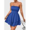 imagePRETTYGARDEN Womens 2025 Summer Strapless Tube Mini Dress Off Shoulder Smocked Ruffle A Line Flowy Short Party Club DressesRoyal Blue