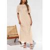 imagePRETTYGARDEN Womens Eyelet Cover Up Dress 2025 Summer Vacation Resort Maxi Dresses Beach Short Sleeve Hollow Out SundressApricot