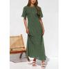 imagePRETTYGARDEN Womens Eyelet Cover Up Dress 2025 Summer Vacation Resort Maxi Dresses Beach Short Sleeve Hollow Out SundressArmy Green