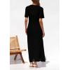 imagePRETTYGARDEN Womens Eyelet Cover Up Dress 2025 Summer Vacation Resort Maxi Dresses Beach Short Sleeve Hollow Out SundressBlack