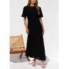 imagePRETTYGARDEN Womens Eyelet Cover Up Dress 2025 Summer Vacation Resort Maxi Dresses Beach Short Sleeve Hollow Out SundressBlack