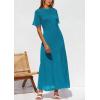 imagePRETTYGARDEN Womens Eyelet Cover Up Dress 2025 Summer Vacation Resort Maxi Dresses Beach Short Sleeve Hollow Out SundressLake Blue