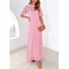 imagePRETTYGARDEN Womens Eyelet Cover Up Dress 2025 Summer Vacation Resort Maxi Dresses Beach Short Sleeve Hollow Out SundressPink