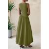 imagePRETTYGARDEN Womens Maxi Sundress Casual Summer 2025 Sleeveless Asymmetrical Drop Waist Patchwork Long Flowy Tank DressesArmy Green