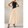 imagePRETTYGARDEN Womens Maxi Sundress Casual Summer 2025 Sleeveless Asymmetrical Drop Waist Patchwork Long Flowy Tank DressesBeige Black