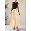 imagePRETTYGARDEN Womens Maxi Sundress Casual Summer 2025 Sleeveless Asymmetrical Drop Waist Patchwork Long Flowy Tank DressesBeige Black