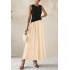 imagePRETTYGARDEN Womens Maxi Sundress Casual Summer 2025 Sleeveless Asymmetrical Drop Waist Patchwork Long Flowy Tank DressesBeige Black