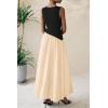 imagePRETTYGARDEN Womens Maxi Sundress Casual Summer 2025 Sleeveless Asymmetrical Drop Waist Patchwork Long Flowy Tank DressesBeige Black