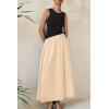 imagePRETTYGARDEN Womens Maxi Sundress Casual Summer 2025 Sleeveless Asymmetrical Drop Waist Patchwork Long Flowy Tank DressesBeige Black