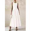 imagePRETTYGARDEN Womens Maxi Sundress Casual Summer 2025 Sleeveless Asymmetrical Drop Waist Patchwork Long Flowy Tank DressesBeige White