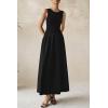 imagePRETTYGARDEN Womens Maxi Sundress Casual Summer 2025 Sleeveless Asymmetrical Drop Waist Patchwork Long Flowy Tank DressesBlack