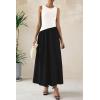 imagePRETTYGARDEN Womens Maxi Sundress Casual Summer 2025 Sleeveless Asymmetrical Drop Waist Patchwork Long Flowy Tank DressesBlack White