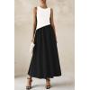 imagePRETTYGARDEN Womens Maxi Sundress Casual Summer 2025 Sleeveless Asymmetrical Drop Waist Patchwork Long Flowy Tank DressesBlack White