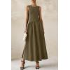 imagePRETTYGARDEN Womens Maxi Sundress Casual Summer 2025 Sleeveless Asymmetrical Drop Waist Patchwork Long Flowy Tank DressesDark Khaki