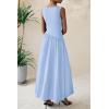 imagePRETTYGARDEN Womens Maxi Sundress Casual Summer 2025 Sleeveless Asymmetrical Drop Waist Patchwork Long Flowy Tank DressesLight Blue