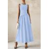imagePRETTYGARDEN Womens Maxi Sundress Casual Summer 2025 Sleeveless Asymmetrical Drop Waist Patchwork Long Flowy Tank DressesLight Blue