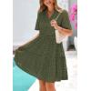 imagePRETTYGARDEN Womens Short Sleeve Mini Dress 2025 Summer V Neck Hollow Out Eyelet Ruffle A Line Swing Short DressesArmy Green