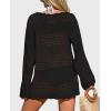imagePRETTYGARDEN Womens Swimsuit Cover Up Long Sleeve Knit Crochet Bathing Suit Swimwear Beach Dress Summer Vacation OutfitsBlack