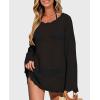 imagePRETTYGARDEN Womens Swimsuit Cover Up Long Sleeve Knit Crochet Bathing Suit Swimwear Beach Dress Summer Vacation OutfitsBlack